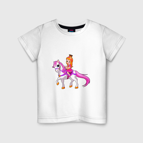 Детская футболка хлопок с принтом Принцесса на лошади в Санкт-Петербурге, 100% хлопок | круглый вырез горловины, полуприлегающий силуэт, длина до линии бедер | 