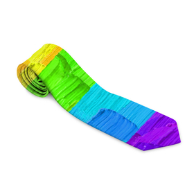 Галстук 3D с принтом Радужный флаг мазками краски , 100% полиэстер | Длина 148 см; Плотность 150-180 г/м2 | 