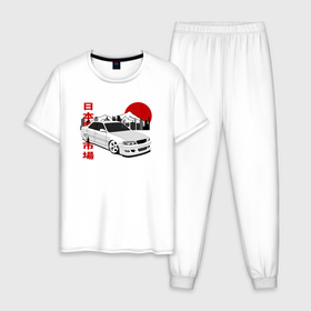 Мужская пижама хлопок с принтом Chaser JZX100 Tourer V , 100% хлопок | брюки и футболка прямого кроя, без карманов, на брюках мягкая резинка на поясе и по низу штанин
 | Тематика изображения на принте: 