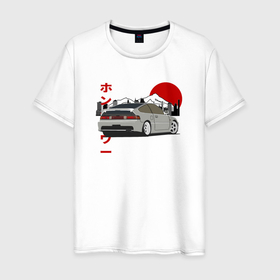 Мужская футболка хлопок с принтом Honda Crx Retro JDM в Кировске, 100% хлопок | прямой крой, круглый вырез горловины, длина до линии бедер, слегка спущенное плечо. | 