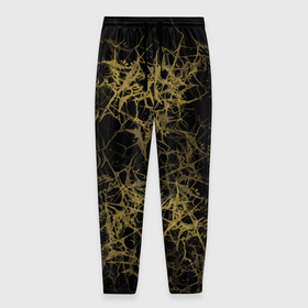 Мужские брюки 3D с принтом Universe in golden crackles abstraction в Санкт-Петербурге, 100% полиэстер | манжеты по низу, эластичный пояс регулируется шнурком, по бокам два кармана без застежек, внутренняя часть кармана из мелкой сетки | 