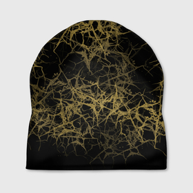 Шапка 3D с принтом Universe in golden crackles abstraction в Петрозаводске, 100% полиэстер | универсальный размер, печать по всей поверхности изделия | 