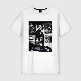 Мужская футболка хлопок Slim с принтом Depeche Mode 101 Vintage 1988 в Новосибирске, 92% хлопок, 8% лайкра | приталенный силуэт, круглый вырез ворота, длина до линии бедра, короткий рукав | 