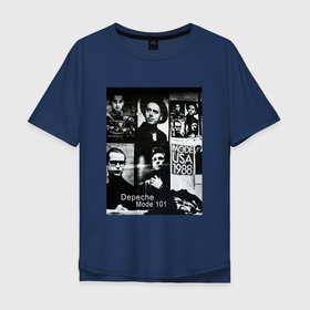 Мужская футболка хлопок Oversize с принтом Depeche Mode 101 Vintage 1988 в Петрозаводске, 100% хлопок | свободный крой, круглый ворот, “спинка” длиннее передней части | Тематика изображения на принте: 