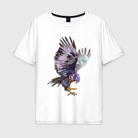 Мужская футболка хлопок Oversize с принтом Орёл   акварель в Белгороде, 100% хлопок | свободный крой, круглый ворот, “спинка” длиннее передней части | 