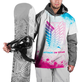 Накидка на куртку 3D с принтом Attack on Titan neon gradient style в Екатеринбурге, 100% полиэстер |  | 