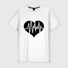 Мужская футболка хлопок Slim с принтом Кардиограмма сердца в Кировске, 92% хлопок, 8% лайкра | приталенный силуэт, круглый вырез ворота, длина до линии бедра, короткий рукав | 