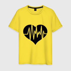 Мужская футболка хлопок с принтом Кардиограмма сердца , 100% хлопок | прямой крой, круглый вырез горловины, длина до линии бедер, слегка спущенное плечо. | 