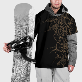 Накидка на куртку 3D с принтом Элегантные розы на черном фоне в Санкт-Петербурге, 100% полиэстер |  | 