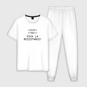 Мужская пижама хлопок с принтом Viva la resistance в Белгороде, 100% хлопок | брюки и футболка прямого кроя, без карманов, на брюках мягкая резинка на поясе и по низу штанин
 | 