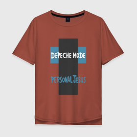 Мужская футболка хлопок Oversize с принтом Depeche Mode   Personal Jesus в Новосибирске, 100% хлопок | свободный крой, круглый ворот, “спинка” длиннее передней части | Тематика изображения на принте: 
