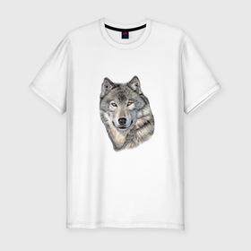 Мужская футболка хлопок Slim с принтом The leader of a pack of wolves в Петрозаводске, 92% хлопок, 8% лайкра | приталенный силуэт, круглый вырез ворота, длина до линии бедра, короткий рукав | 