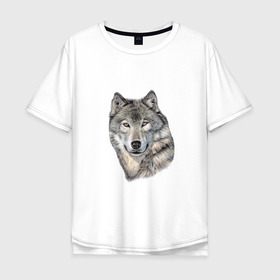 Мужская футболка хлопок Oversize с принтом The leader of a pack of wolves в Санкт-Петербурге, 100% хлопок | свободный крой, круглый ворот, “спинка” длиннее передней части | 