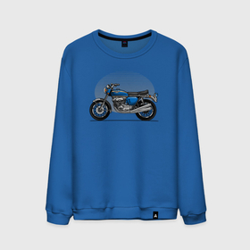 Мужской свитшот хлопок с принтом Синий классический мотоицкл , 100% хлопок |  | 