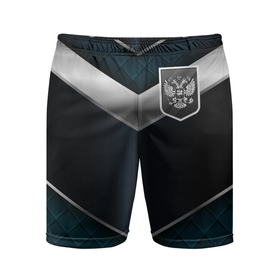 Мужские шорты спортивные с принтом Silver Russia в Новосибирске,  |  | Тематика изображения на принте: 