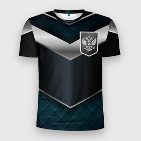 Мужская футболка 3D Slim с принтом Silver Russia в Новосибирске, 100% полиэстер с улучшенными характеристиками | приталенный силуэт, круглая горловина, широкие плечи, сужается к линии бедра | 