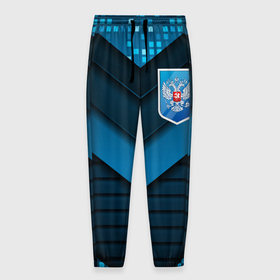 Мужские брюки 3D с принтом Russia abstract blue , 100% полиэстер | манжеты по низу, эластичный пояс регулируется шнурком, по бокам два кармана без застежек, внутренняя часть кармана из мелкой сетки | 