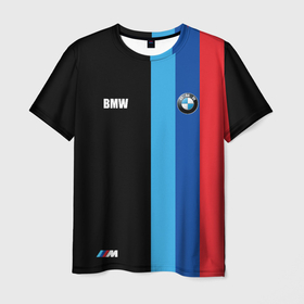 Мужская футболка 3D с принтом BMW   М Линии : Черный в Курске, 100% полиэфир | прямой крой, круглый вырез горловины, длина до линии бедер | 
