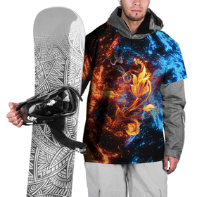 Накидка на куртку 3D с принтом Огонь и вода   Огненный цветок , 100% полиэстер |  | 