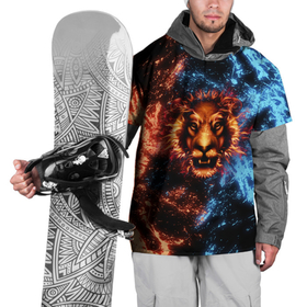 Накидка на куртку 3D с принтом Огонь и вода   лев , 100% полиэстер |  | Тематика изображения на принте: 