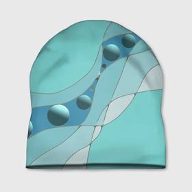 Шапка 3D с принтом Голубая геометрическая абстракция Круги и сферы  Горох  Меланж в Белгороде, 100% полиэстер | универсальный размер, печать по всей поверхности изделия | Тематика изображения на принте: 