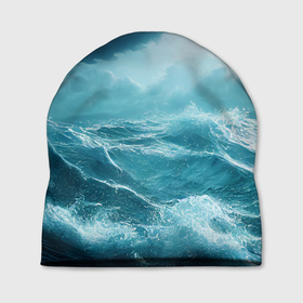 Шапка 3D с принтом Буря в море , 100% полиэстер | универсальный размер, печать по всей поверхности изделия | 