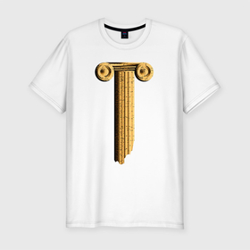 Мужская футболка хлопок Slim с принтом Античная полуразрушенная колонна в Петрозаводске, 92% хлопок, 8% лайкра | приталенный силуэт, круглый вырез ворота, длина до линии бедра, короткий рукав | 