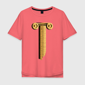 Мужская футболка хлопок Oversize с принтом Античная полуразрушенная колонна в Белгороде, 100% хлопок | свободный крой, круглый ворот, “спинка” длиннее передней части | 