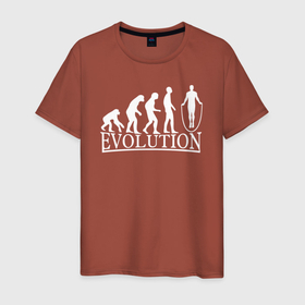 Мужская футболка хлопок с принтом Эволюция   прыжки со скакалкой в Санкт-Петербурге, 100% хлопок | прямой крой, круглый вырез горловины, длина до линии бедер, слегка спущенное плечо. | 
