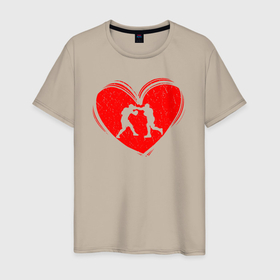 Мужская футболка хлопок с принтом Бокс в моем сердце в Екатеринбурге, 100% хлопок | прямой крой, круглый вырез горловины, длина до линии бедер, слегка спущенное плечо. | 