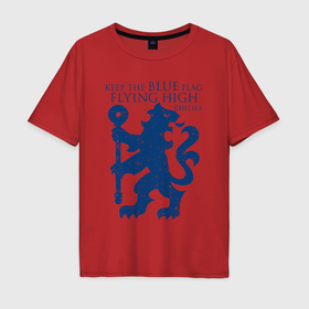 Мужская футболка хлопок Oversize с принтом FC Chelsea Lion в Санкт-Петербурге, 100% хлопок | свободный крой, круглый ворот, “спинка” длиннее передней части | 