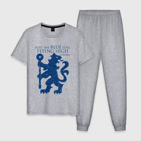 Мужская пижама хлопок с принтом FC Chelsea Lion в Санкт-Петербурге, 100% хлопок | брюки и футболка прямого кроя, без карманов, на брюках мягкая резинка на поясе и по низу штанин
 | 