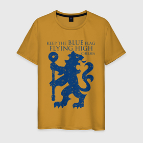 Мужская футболка хлопок с принтом FC Chelsea Lion в Кировске, 100% хлопок | прямой крой, круглый вырез горловины, длина до линии бедер, слегка спущенное плечо. | Тематика изображения на принте: 