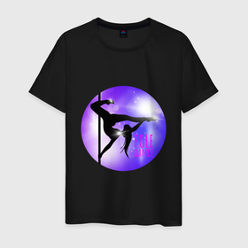 Мужская футболка хлопок с принтом Девушка на пилоне Pole dance в Тюмени, 100% хлопок | прямой крой, круглый вырез горловины, длина до линии бедер, слегка спущенное плечо. | Тематика изображения на принте: 