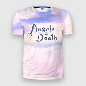 Мужская футболка 3D Slim с принтом Angels of Death sky clouds в Санкт-Петербурге, 100% полиэстер с улучшенными характеристиками | приталенный силуэт, круглая горловина, широкие плечи, сужается к линии бедра | 