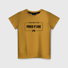 Детская футболка хлопок с принтом Free Fire gaming champion: рамка с лого и джойстиком в Белгороде, 100% хлопок | круглый вырез горловины, полуприлегающий силуэт, длина до линии бедер | 