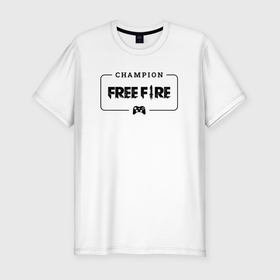 Мужская футболка хлопок Slim с принтом Free Fire gaming champion: рамка с лого и джойстиком в Белгороде, 92% хлопок, 8% лайкра | приталенный силуэт, круглый вырез ворота, длина до линии бедра, короткий рукав | 