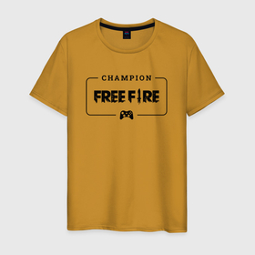 Мужская футболка хлопок с принтом Free Fire gaming champion: рамка с лого и джойстиком в Кировске, 100% хлопок | прямой крой, круглый вырез горловины, длина до линии бедер, слегка спущенное плечо. | 