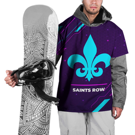 Накидка на куртку 3D с принтом Символ Saints Row в неоновых цветах на темном фоне в Белгороде, 100% полиэстер |  | Тематика изображения на принте: 