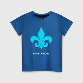 Детская футболка хлопок с принтом Символ Saints Row в неоновых цветах в Белгороде, 100% хлопок | круглый вырез горловины, полуприлегающий силуэт, длина до линии бедер | Тематика изображения на принте: 