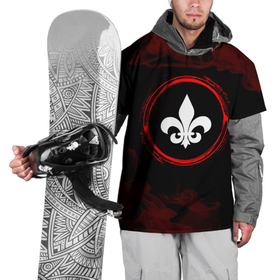 Накидка на куртку 3D с принтом Символ Saints Row и краска вокруг на темном фоне в Белгороде, 100% полиэстер |  | Тематика изображения на принте: 