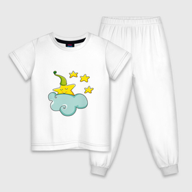 Детская пижама хлопок с принтом Звезда спит на облаке в Санкт-Петербурге, 100% хлопок |  брюки и футболка прямого кроя, без карманов, на брюках мягкая резинка на поясе и по низу штанин
 | Тематика изображения на принте: 