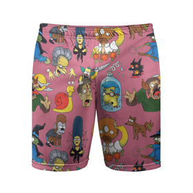 Мужские шорты спортивные с принтом Персонажи Симпсонов   horror pattern ,  |  | 