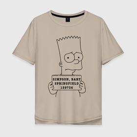 Мужская футболка хлопок Oversize с принтом Simpson, Bart, Springfield, 159736 в Петрозаводске, 100% хлопок | свободный крой, круглый ворот, “спинка” длиннее передней части | 