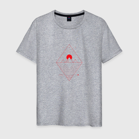 Мужская футболка хлопок с принтом Закат минимализм в Екатеринбурге, 100% хлопок | прямой крой, круглый вырез горловины, длина до линии бедер, слегка спущенное плечо. | 
