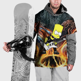 Накидка на куртку 3D с принтом Барт Симпсон   соло на гитаре , 100% полиэстер |  | Тематика изображения на принте: 