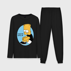 Мужская пижама с лонгсливом хлопок с принтом Everyone hates me   Bart Simpson в Курске,  |  | 