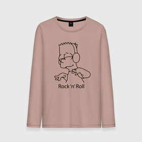 Мужской лонгслив хлопок с принтом Bart Simpson   Rock n Roll , 100% хлопок |  | Тематика изображения на принте: 