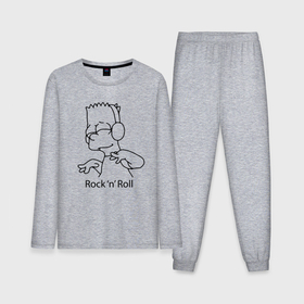 Мужская пижама с лонгсливом хлопок с принтом Bart Simpson   Rock n Roll ,  |  | Тематика изображения на принте: 