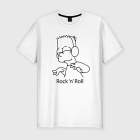 Мужская футболка хлопок Slim с принтом Bart Simpson   Rock n Roll , 92% хлопок, 8% лайкра | приталенный силуэт, круглый вырез ворота, длина до линии бедра, короткий рукав | 